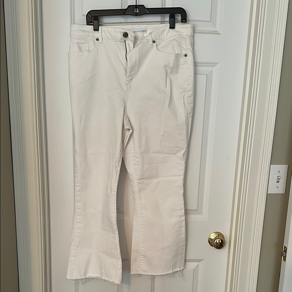 LOFT White Flare Wide Leg Jeans